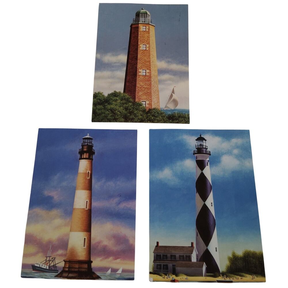 USPS Lighthouse Postcards 2004 Cape Henry Cape Lookout Morris Island Lot of 3